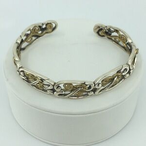 Vintage Carolyn Pollack Sterling Silver & Brass Scroll Work Bracelet Women’s OS
